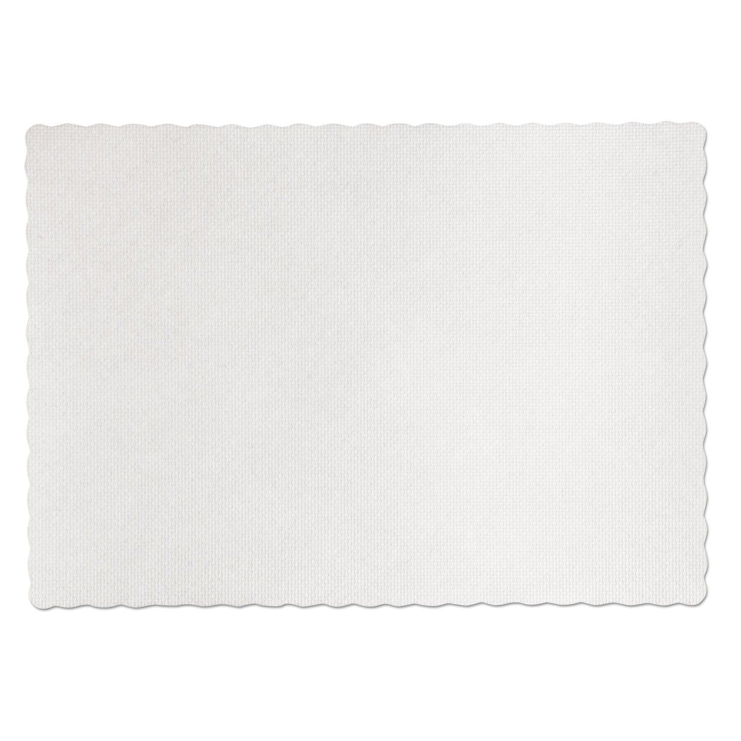 Knurl Embossed Scalloped Edge Placemats, 9.5 x 13.5, White, 1,000/Carton
