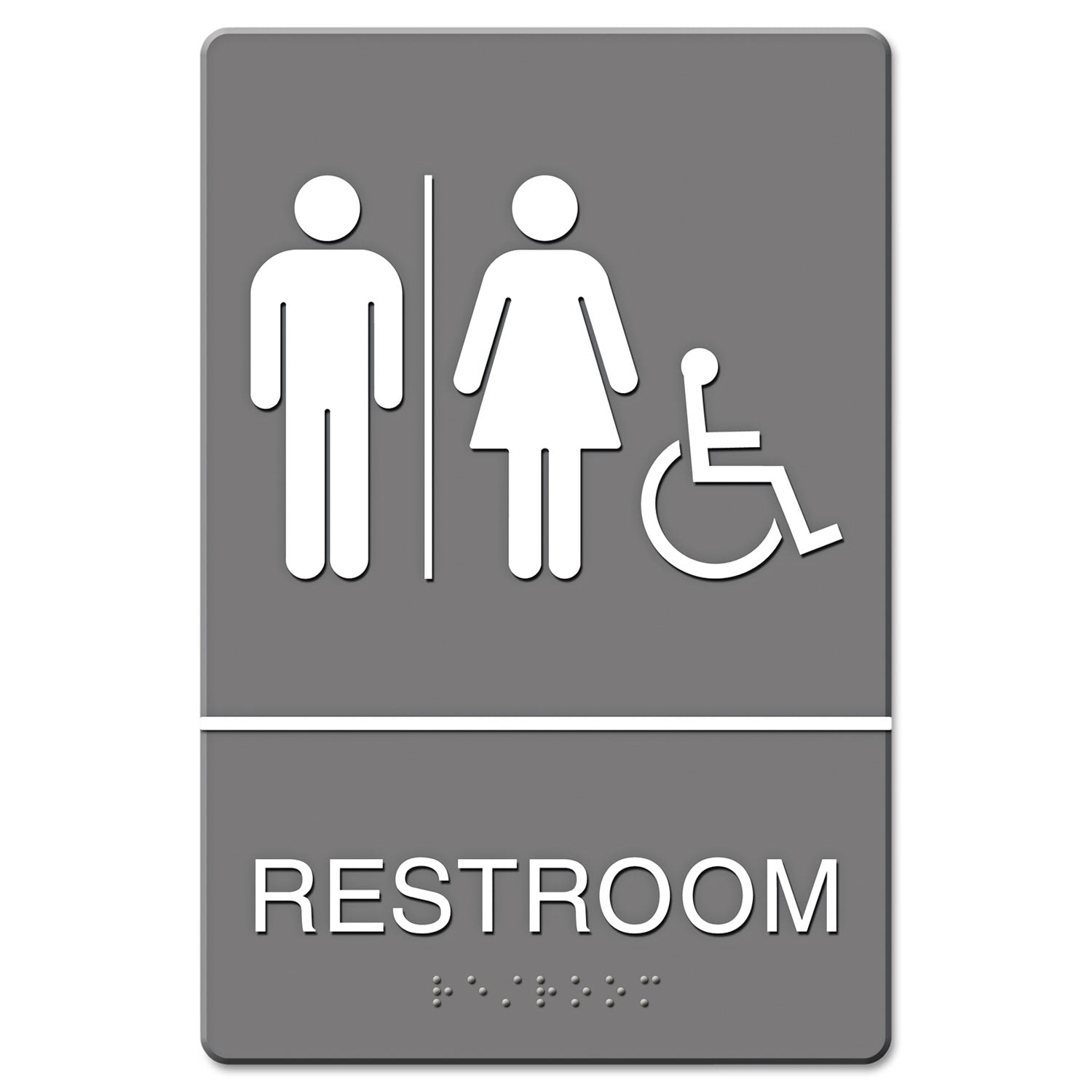 ADA Sign, Restroom/Wheelchair Accessible Tactile Symbol, Molded Plastic, 6 x 9 - 