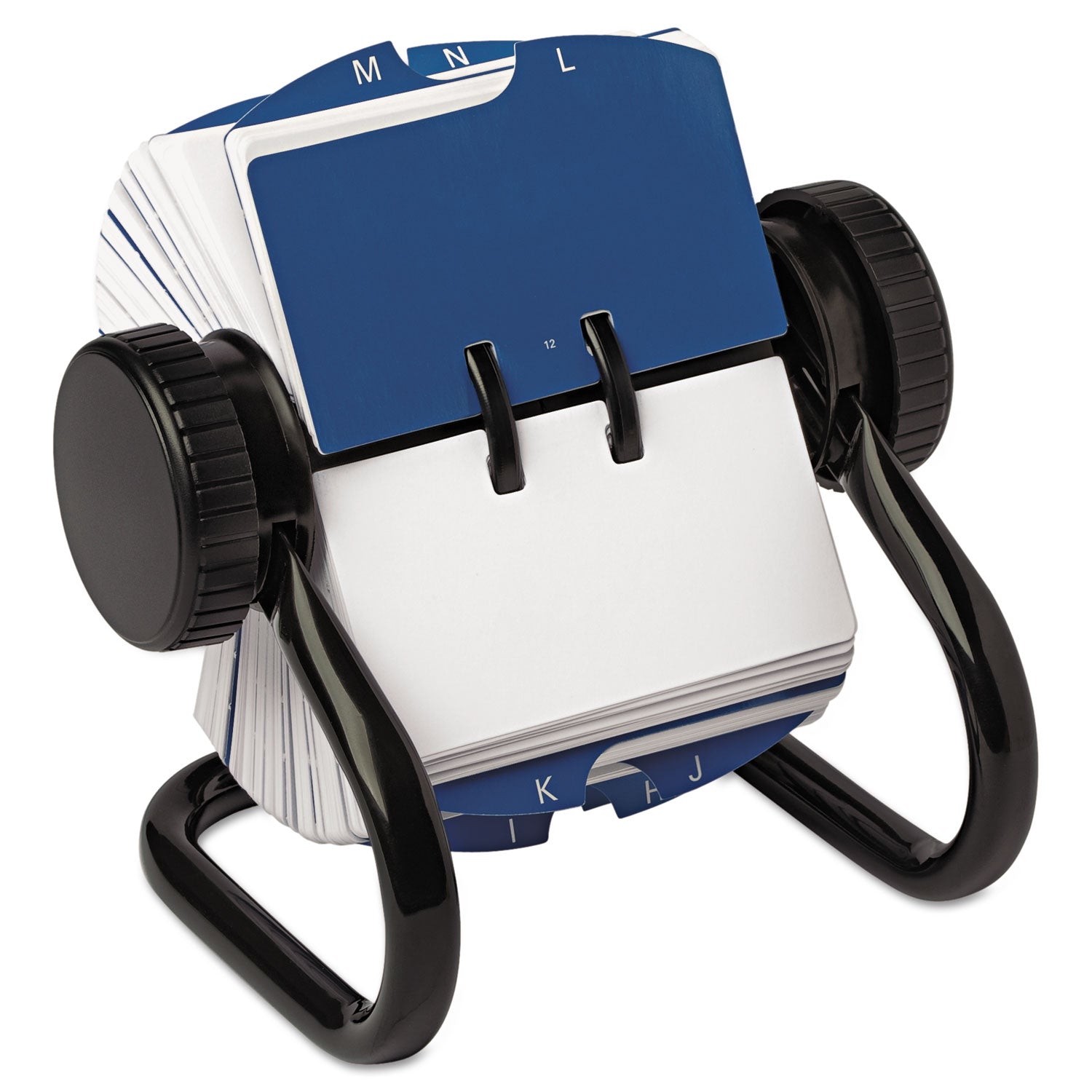 Open Rotary Card File, Holds 250 1.75 x 3.25 Cards, Black - 