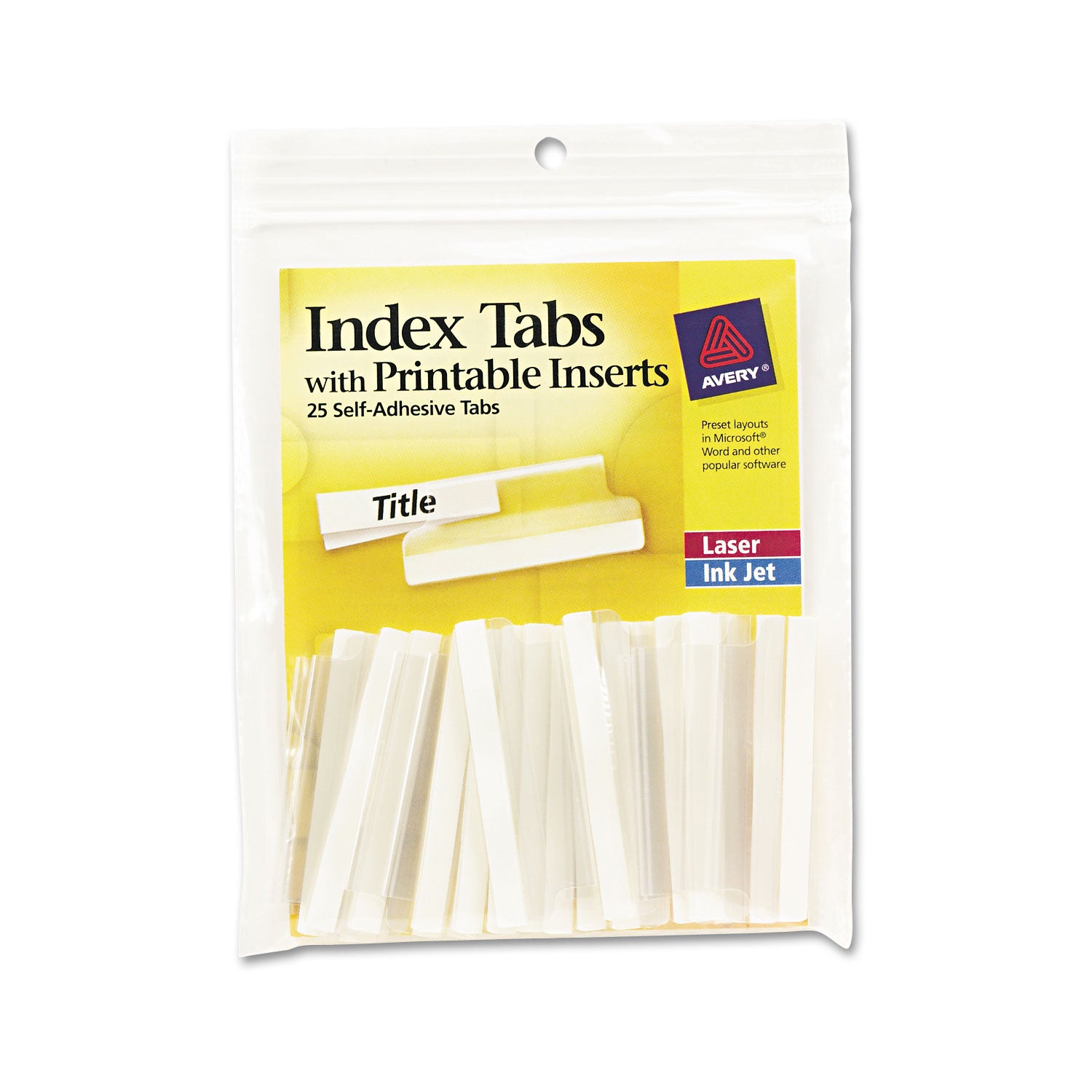 Insertable Index Tabs with Printable Inserts, 1/5-Cut, Clear, 2" Wide, 25/Pack - 