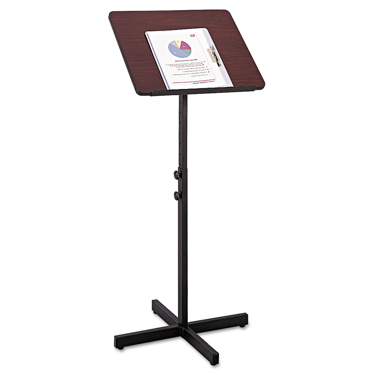 Adjustable Speaker Stand, 21 x 21 x 29.5 to 46, Mahogany/Black - 