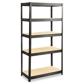Boltless Steel/Particleboard Shelving, Five-Shelf, 36w x 18d x 72h, Black - 