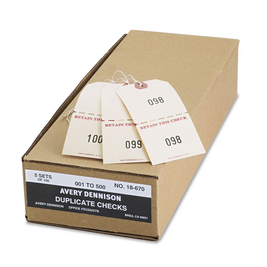Duplicate Auto Park Tags, 1-500, 4.75 x 2.38, Manila, 500/Box - 