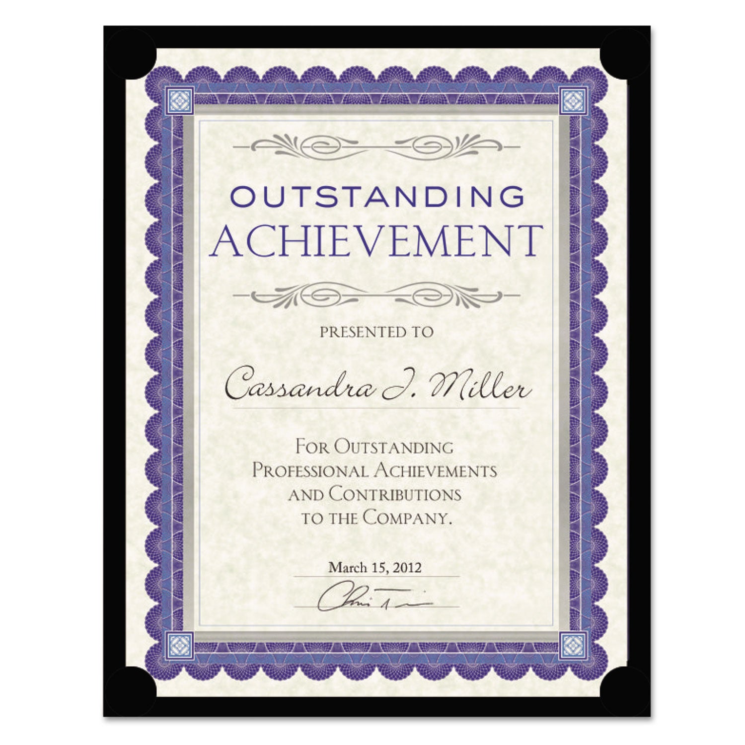 Certificate Holder, Black, 105lb Linen Stock, 12 x 9.5, 10/Pack