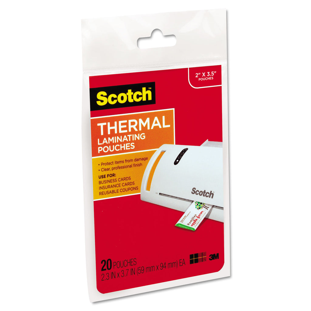 Laminating Pouches, 5 mil, 3.75" x 2.38", Gloss Clear, 20/Pack - 