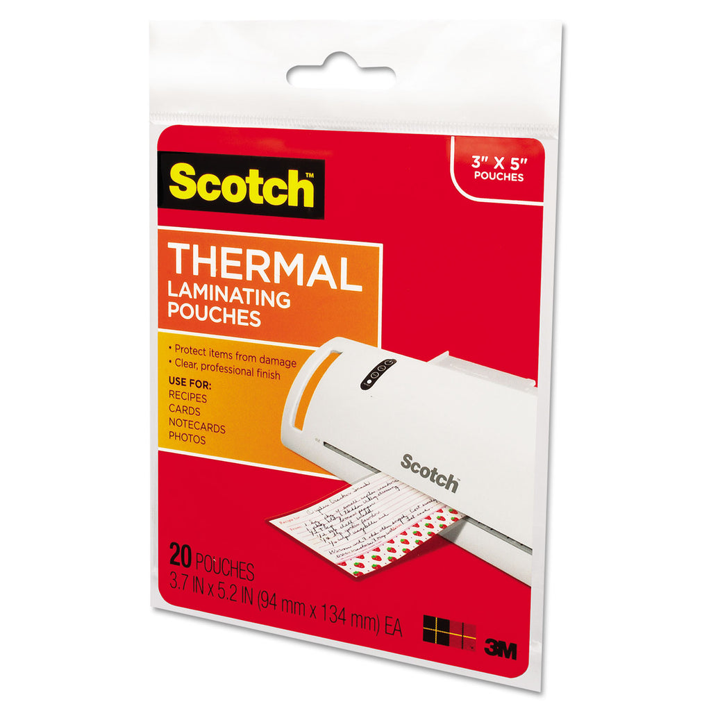 Laminating Pouches, 5 mil, 5.38" x 3.75", Gloss Clear, 20/Pack - 