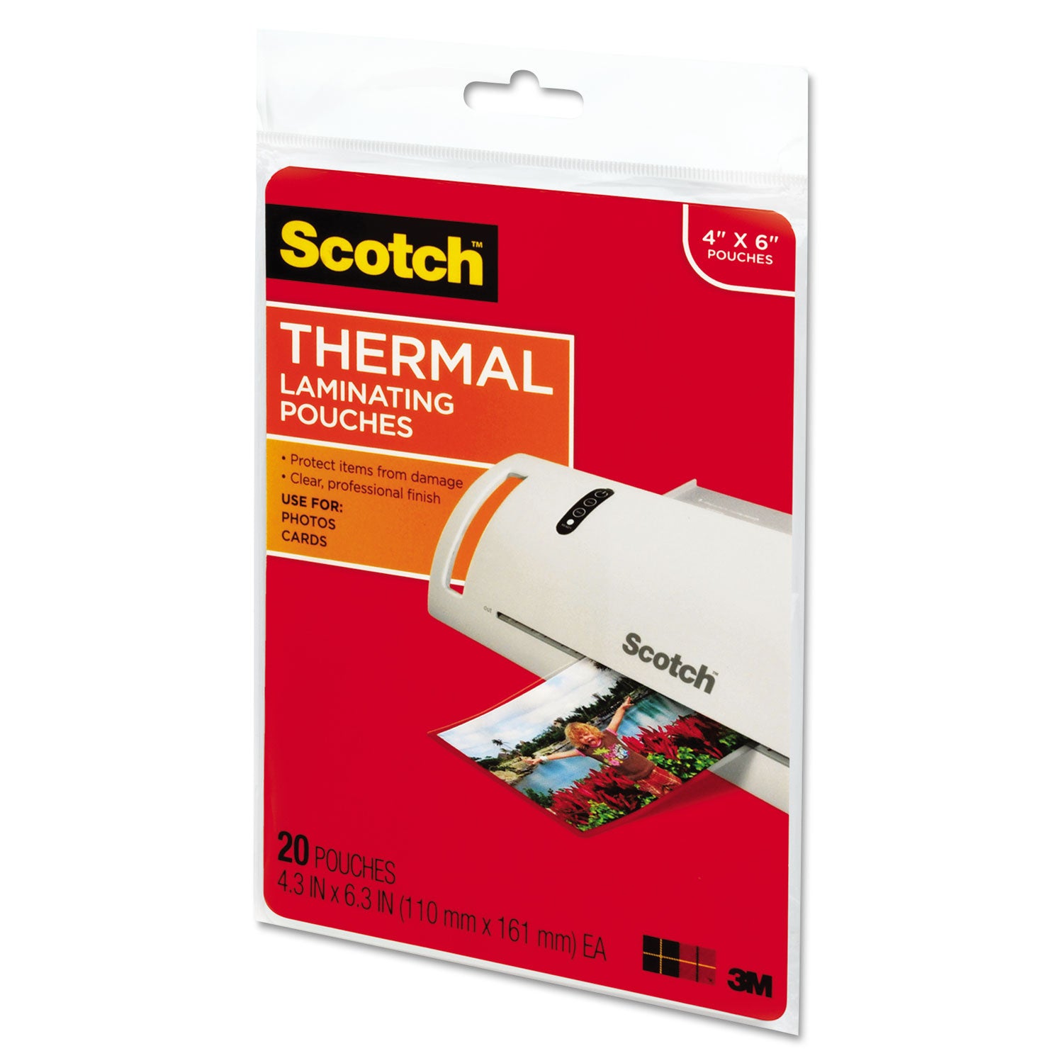 Laminating Pouches, 5 mil, 4.33" x 6.33", Gloss Clear, 20/Pack - 