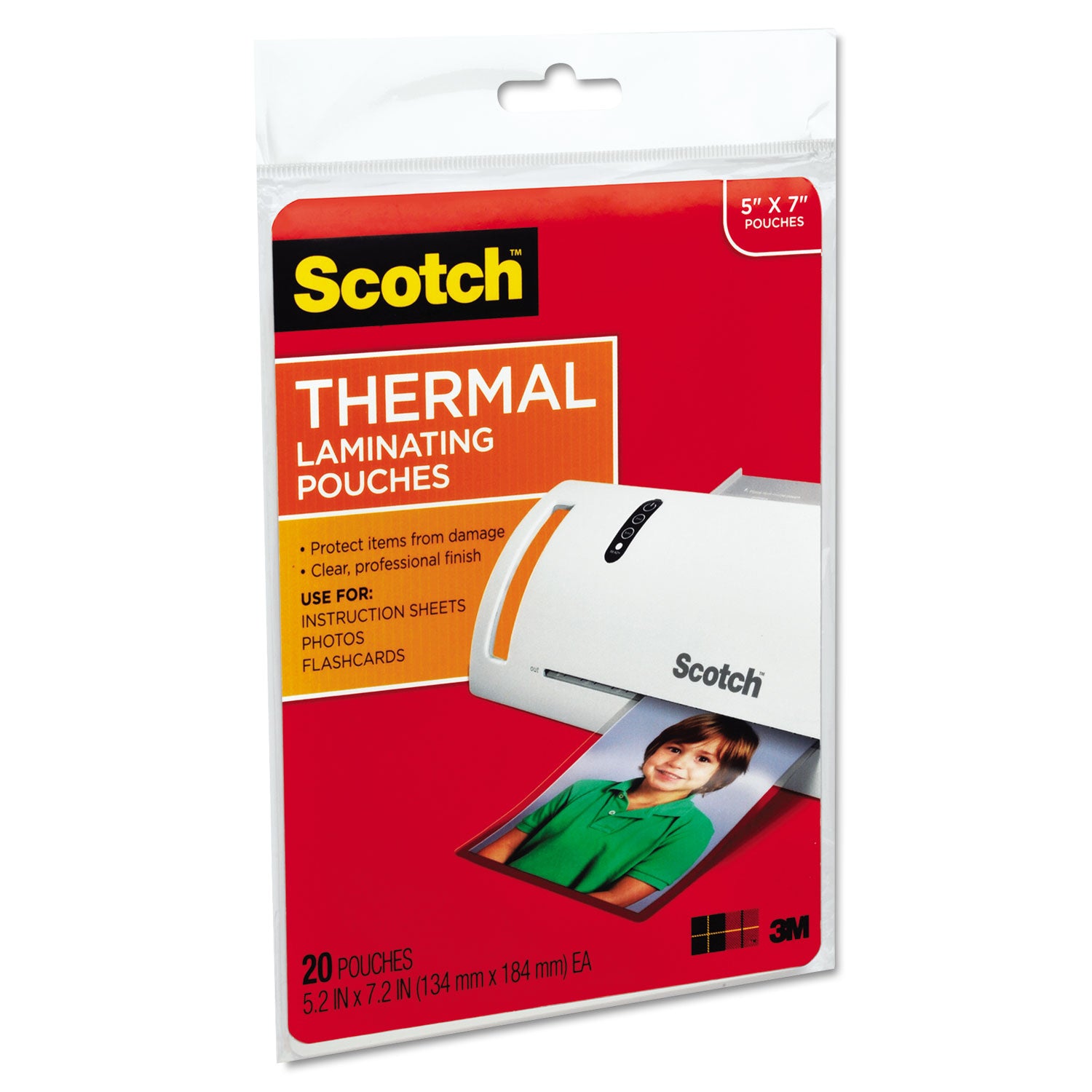 Laminating Pouches, 5 mil, 5" x 7", Gloss Clear, 20/Pack - 
