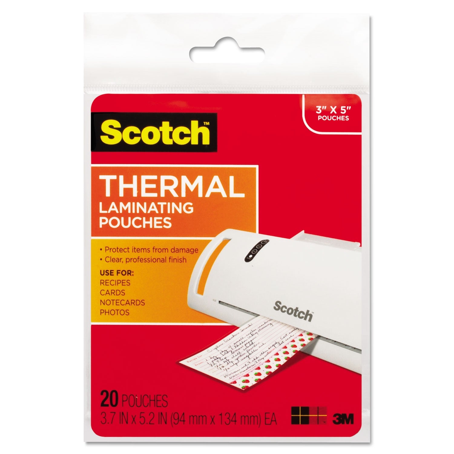 Laminating Pouches, 5 mil, 5.38" x 3.75", Gloss Clear, 20/Pack - 