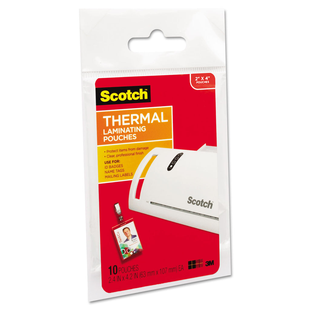 Laminating Pouches, 5 mil, 2.25" x 4.25", Gloss Clear, 10/Pack - 