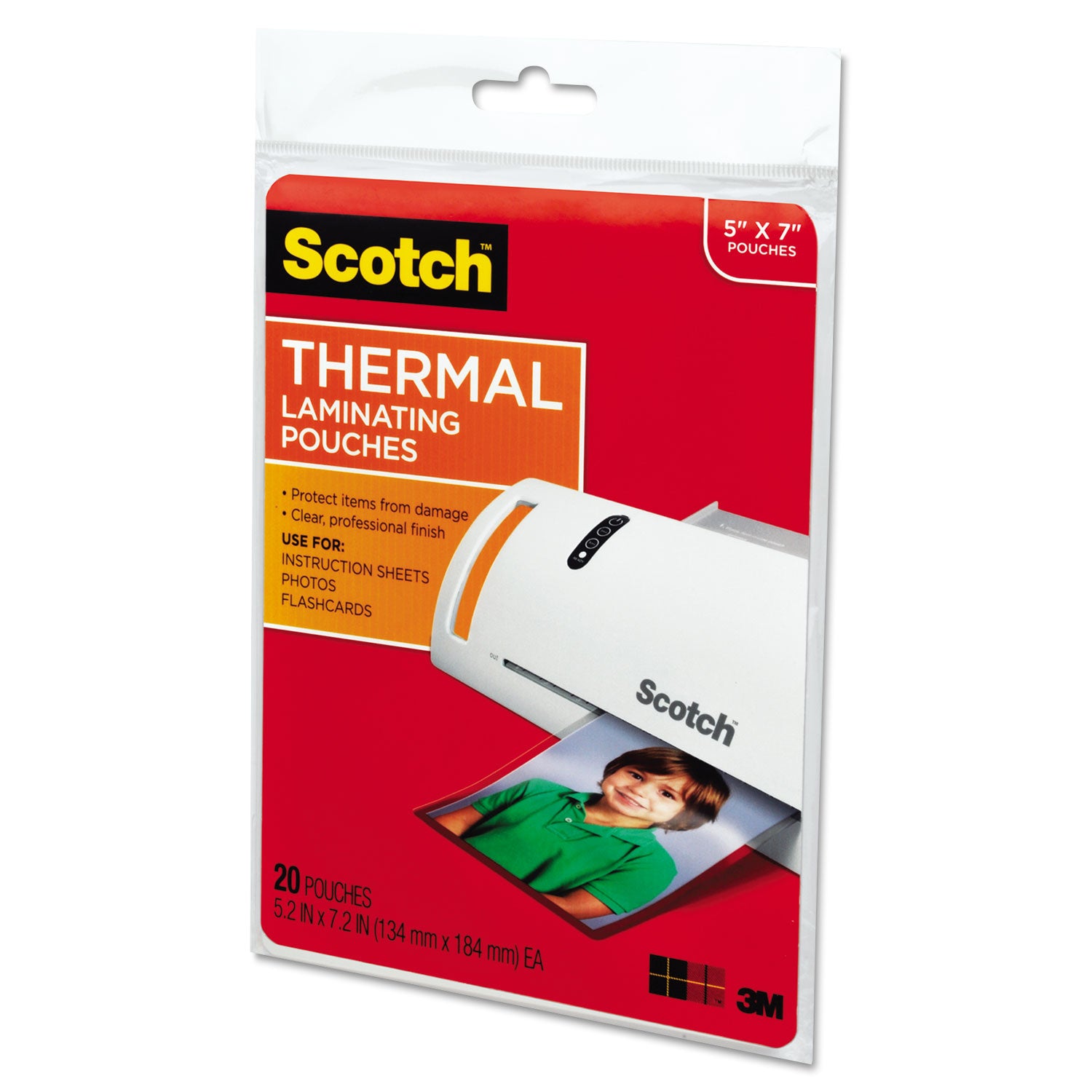 Laminating Pouches, 5 mil, 5" x 7", Gloss Clear, 20/Pack - 