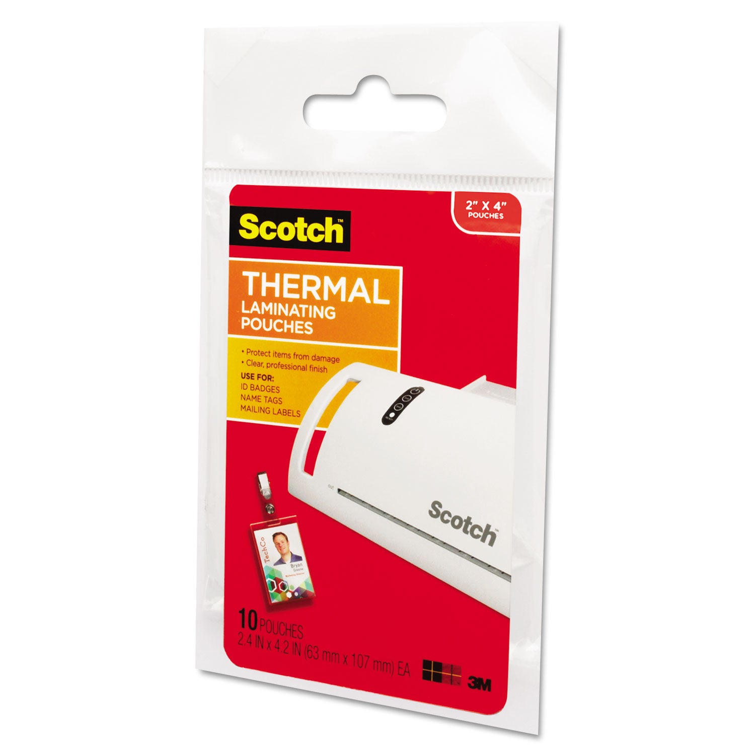 Laminating Pouches, 5 mil, 2.25" x 4.25", Gloss Clear, 10/Pack - 