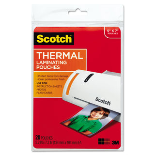 Laminating Pouches, 5 mil, 5" x 7", Gloss Clear, 20/Pack - 