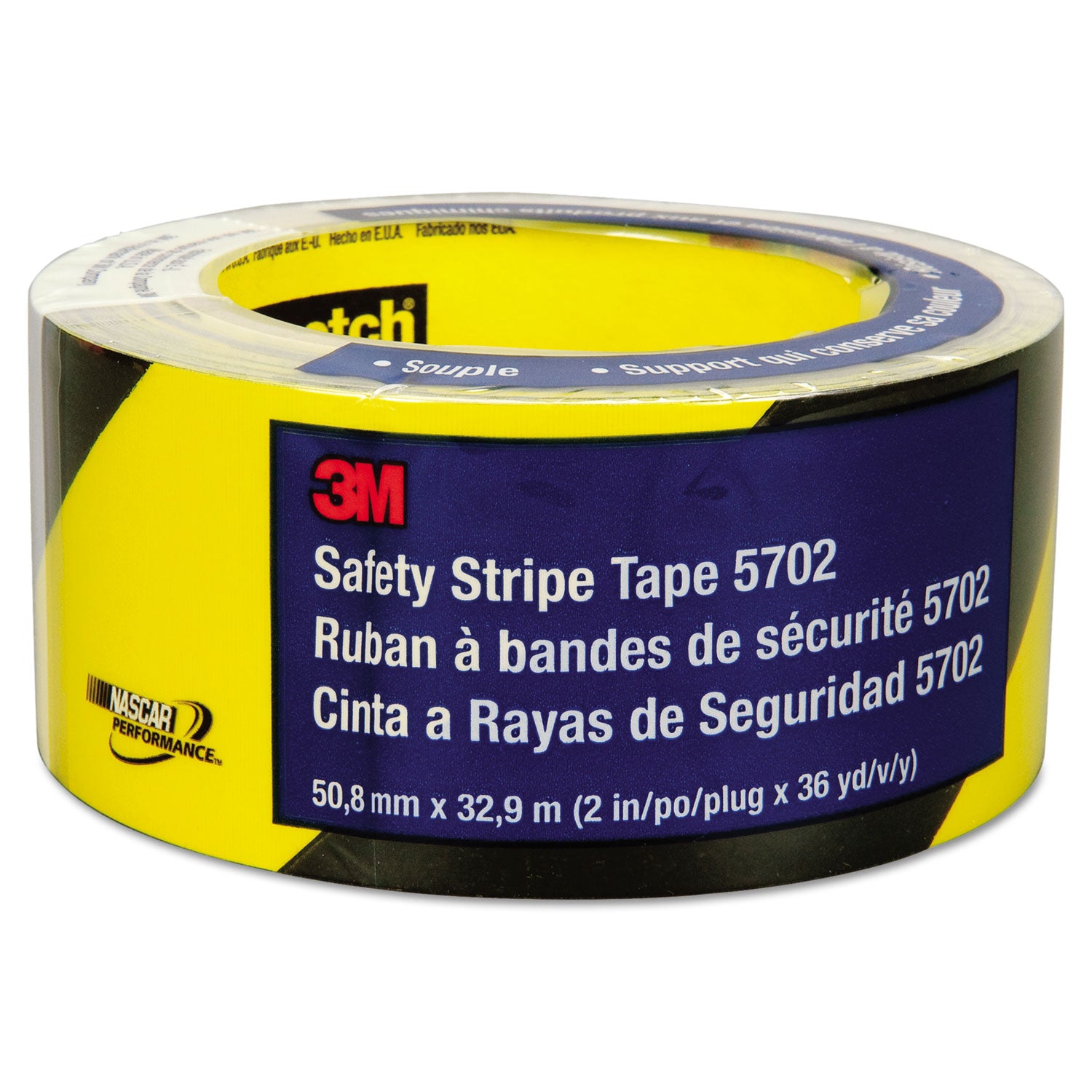 Safety Stripe Tape, 2" x 108 ft, Black/Yellow - 