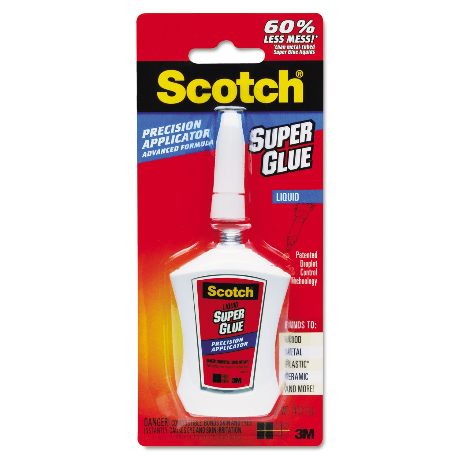 Super Glue with Precision Applicator, 0.14 oz, Dries Clear - 