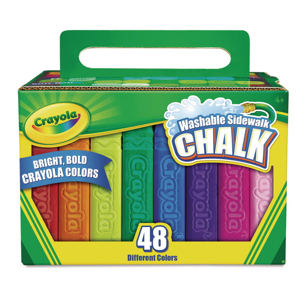 Crayola Washable Sidewalk Chalk - 4" Length - 0.9" Diameter - Assorted - 48 / Box - Roll Stop, Washable