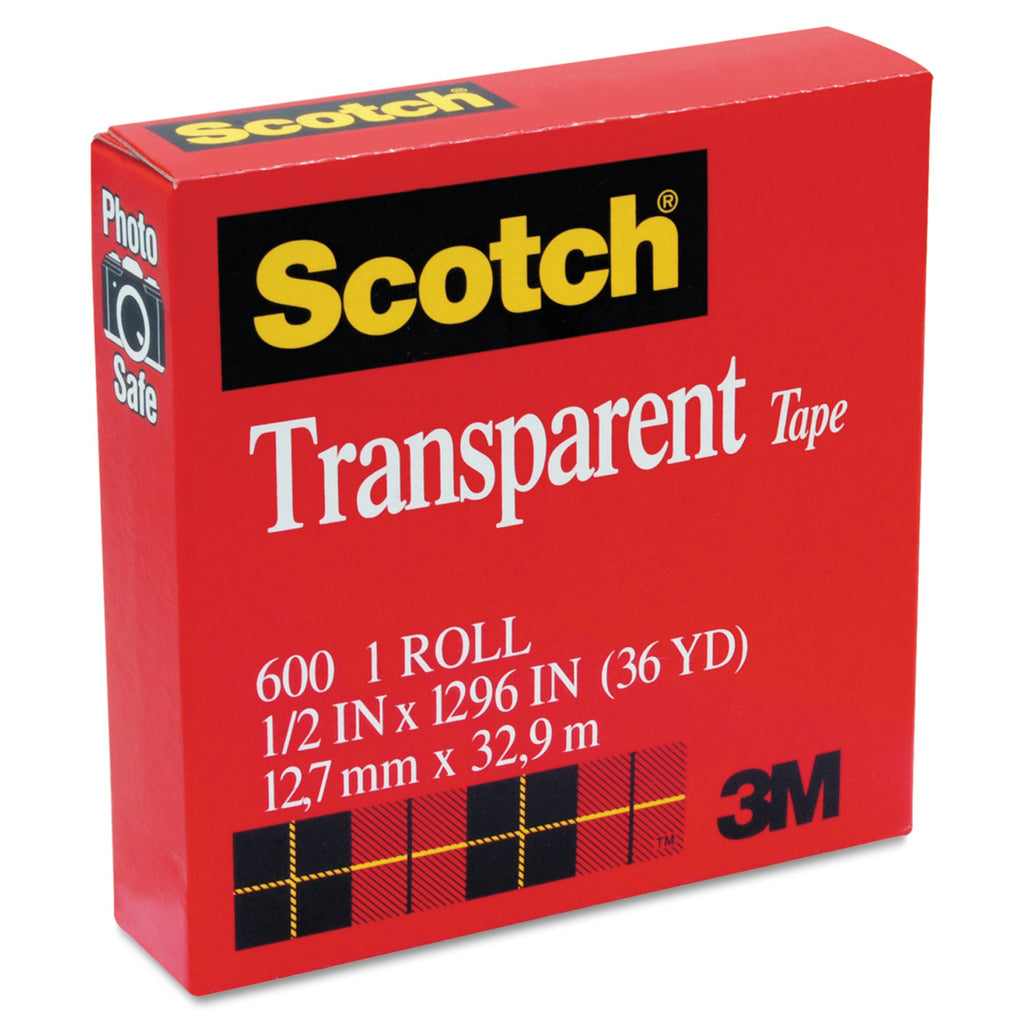 Transparent Tape, 1" Core, 0.5" x 36 yds, Transparent