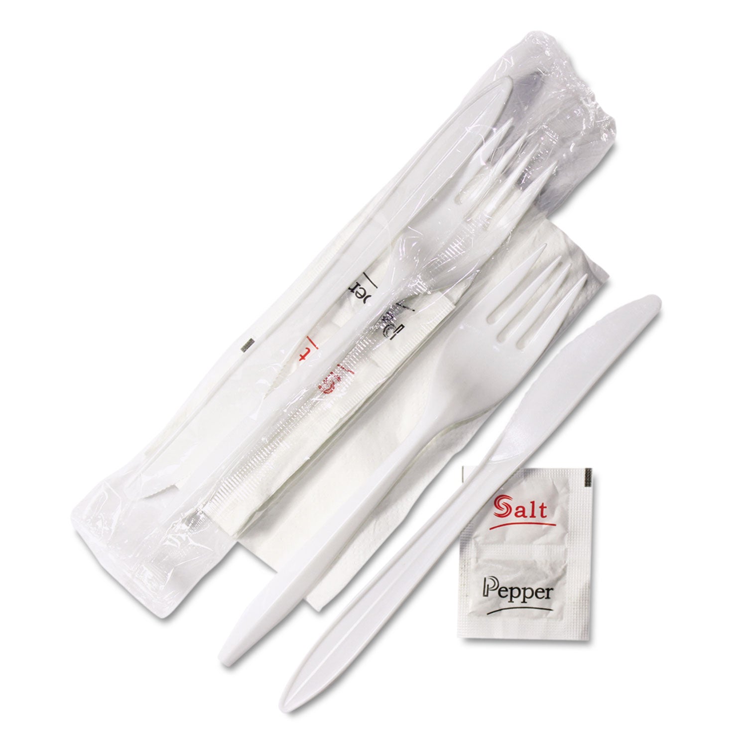 wrapped-cutlery-kit-625-fork-knife-napkin-salt-pepper-polypropylene-white-500-carton_gen5kitmw - 1