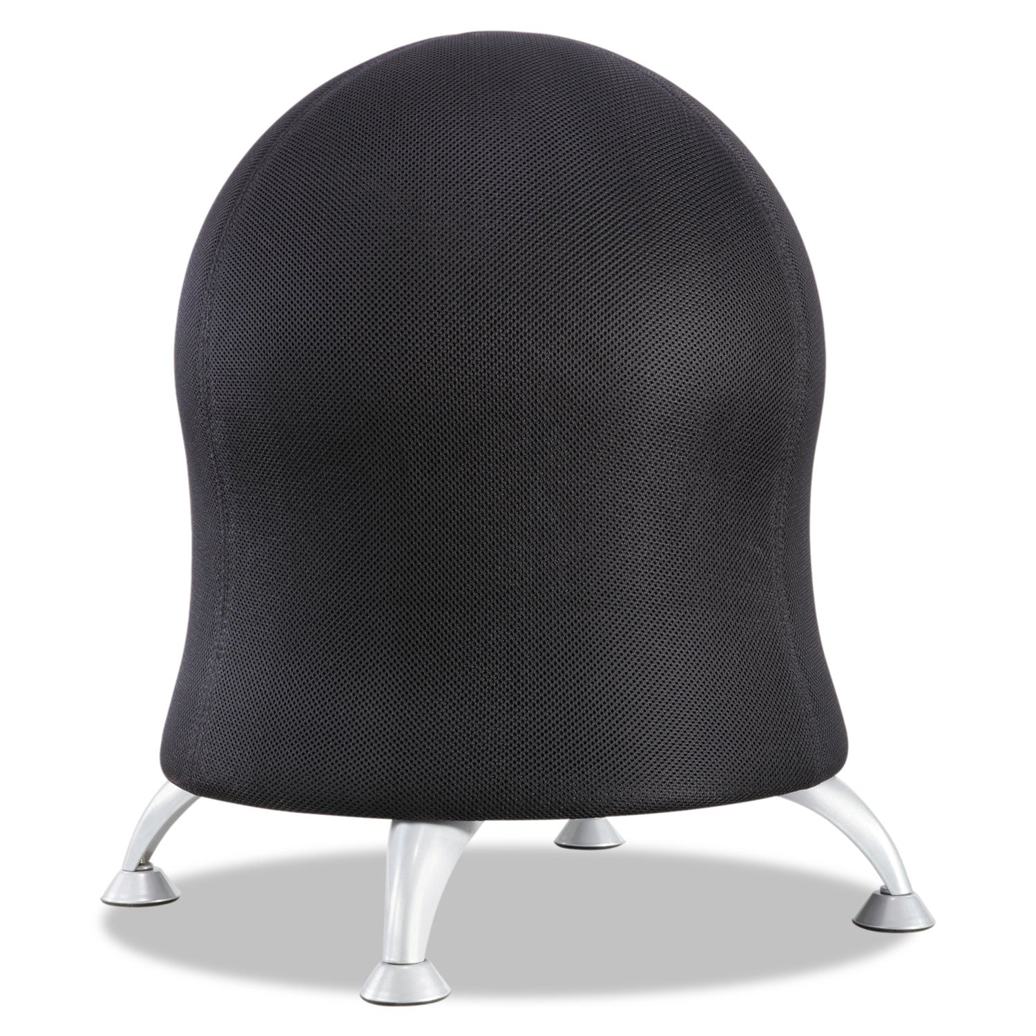 Zenergy Ball Chair, Backless, Supports Up to 250 lb, Black Fabric Seat, Silver Base - 