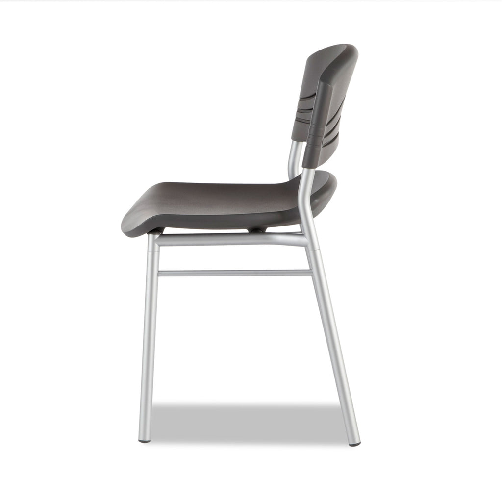CafeWorks Chair, Supports Up to 225 lb, 18" Seat Height, Graphite Seat/Back, Silver Base, 2/Carton - 