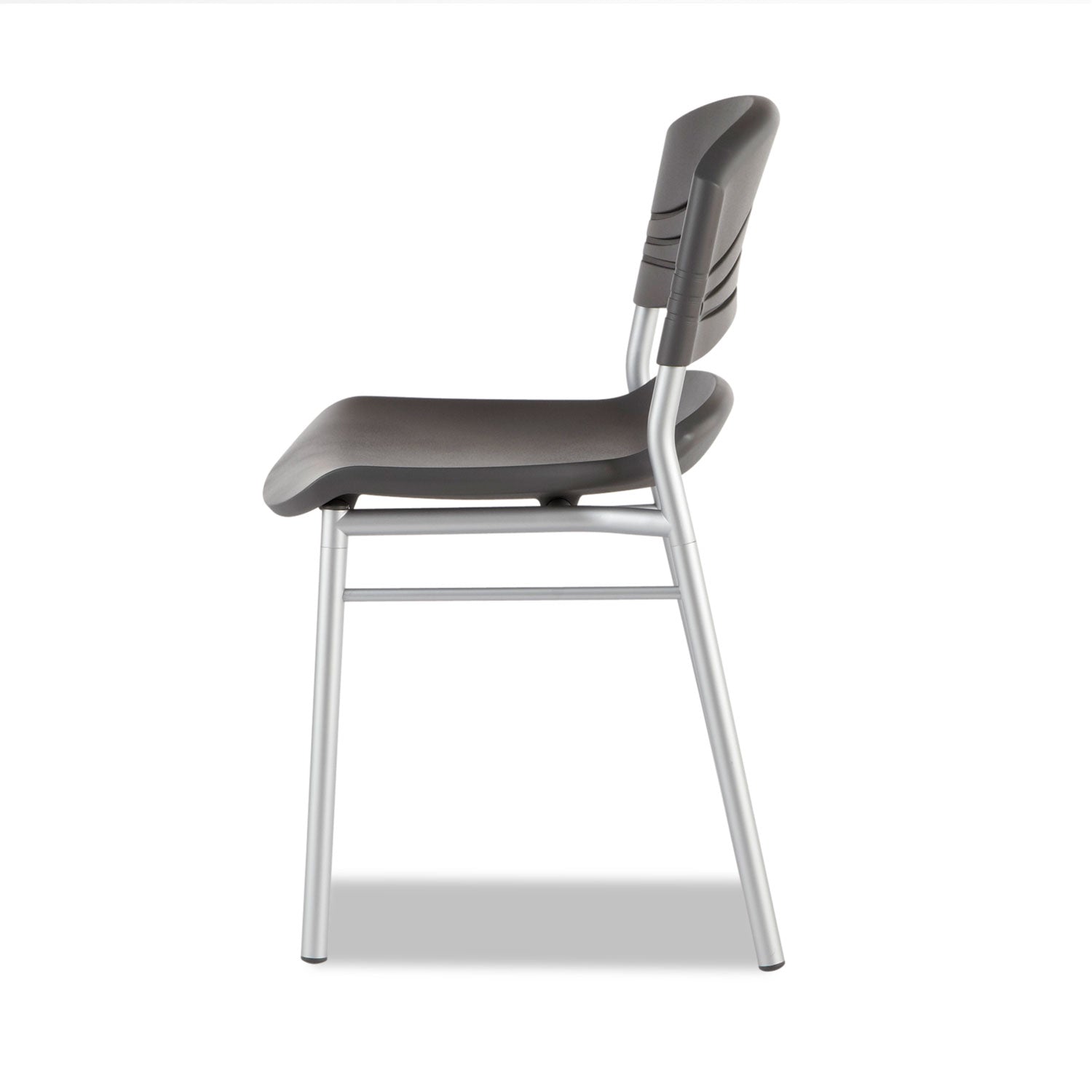 CafeWorks Chair, Supports Up to 225 lb, 18" Seat Height, Graphite Seat/Back, Silver Base, 2/Carton - 