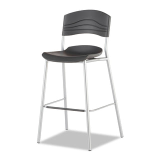 CafeWorks Stool, Supports Up to 225 lb, 30" Seat Height, Graphite Seat, Graphite Back, Silver Base - 