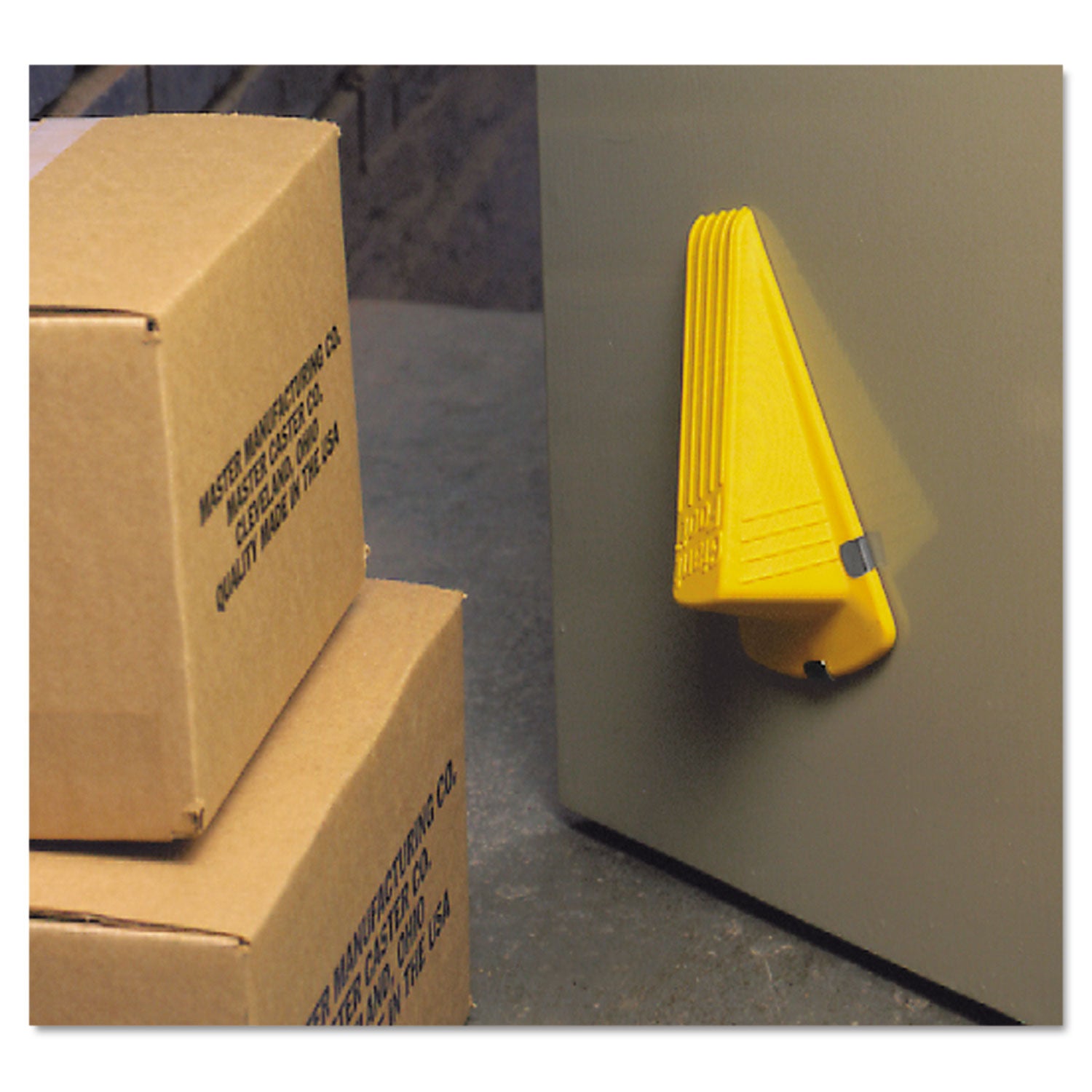 Giant Foot Magnetic Doorstop, No-Slip Rubber Wedge, 3.5w x 6.75d x 2h, Yellow - 