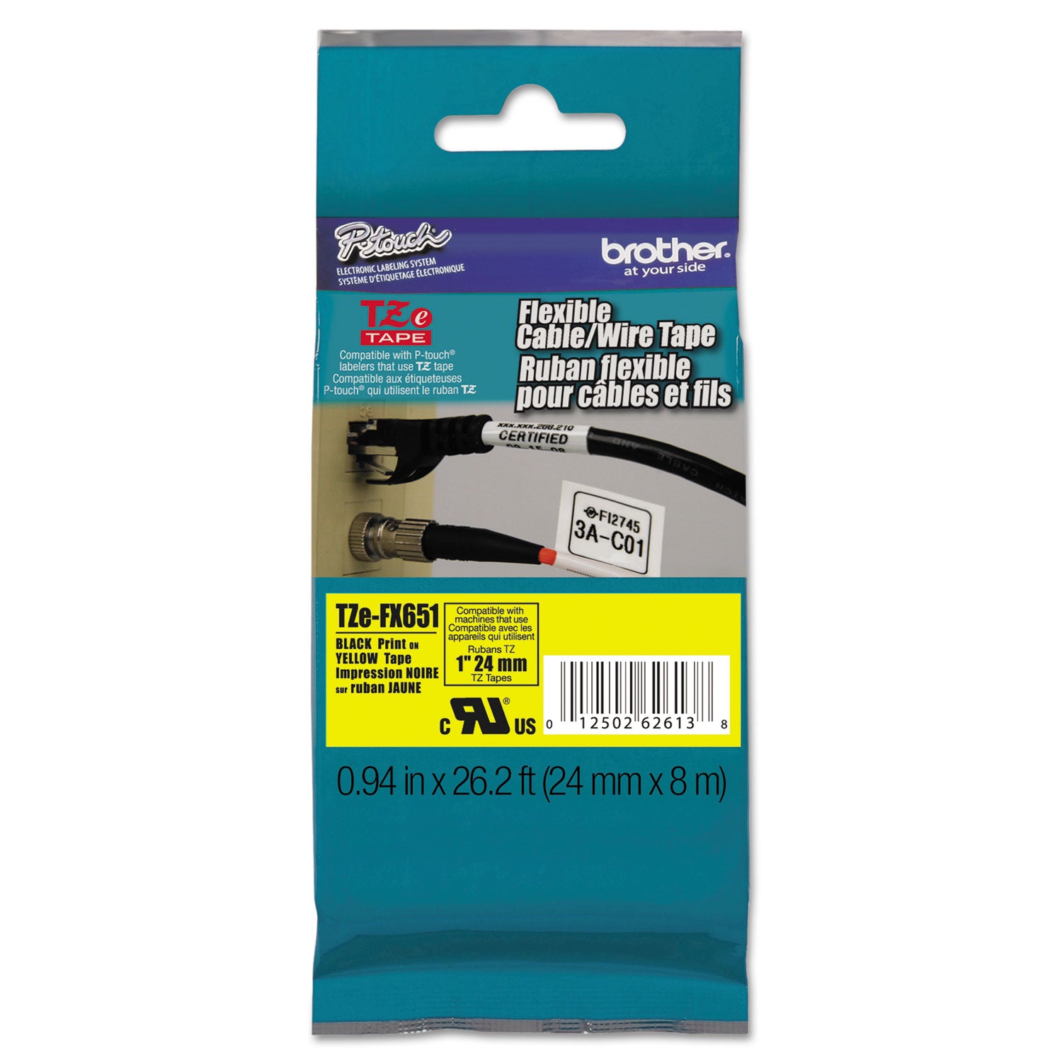 tze-flexible-tape-cartridge-for-p-touch-labelers-094-x-262-ft-black-on-yellow_brttzefx651 - 1