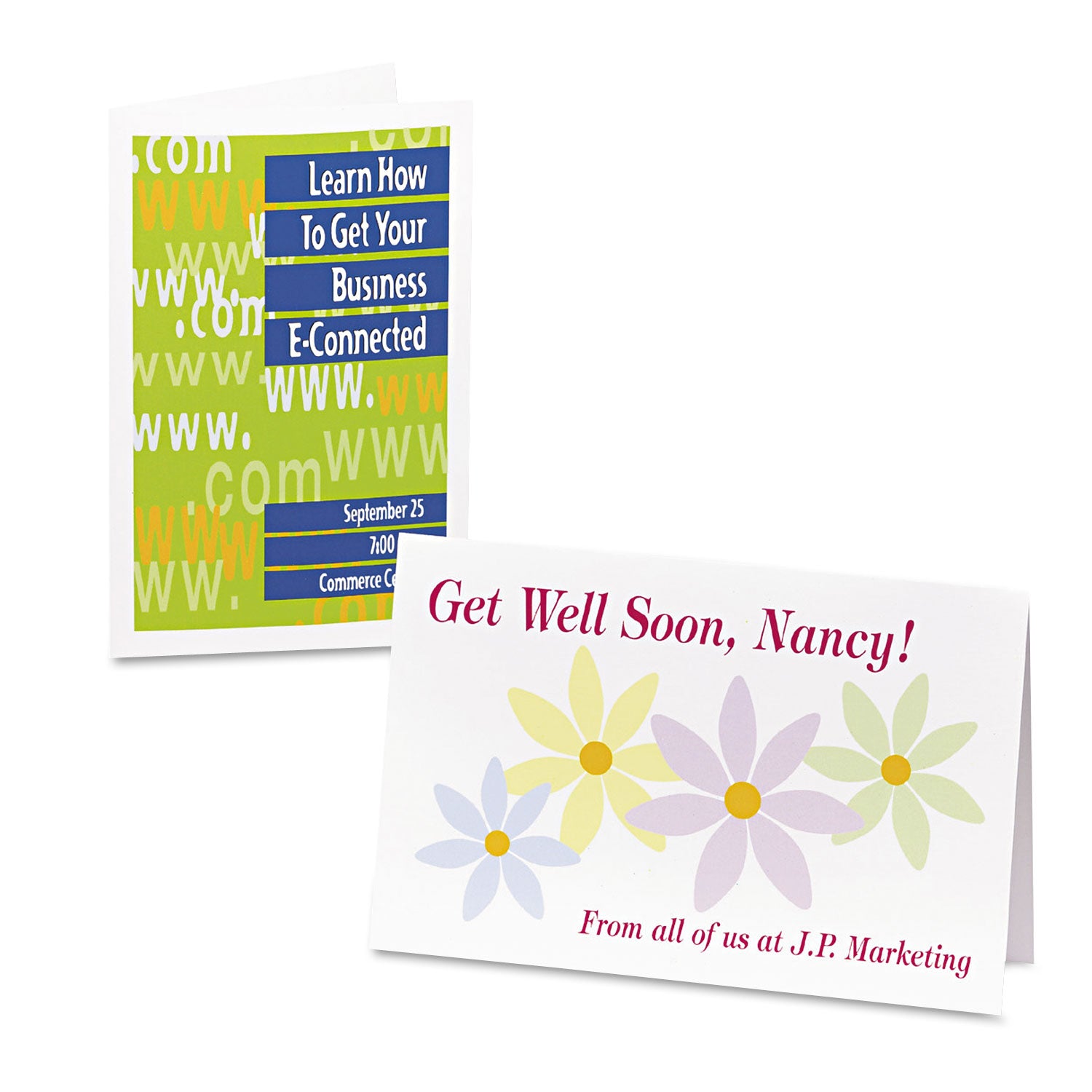 Half-Fold Greeting Cards with Matching Envelopes, Inkjet, 85 lb, 5.5 x 8.5, Matte White, 1 Card/Sheet, 20 Sheets/Box - 