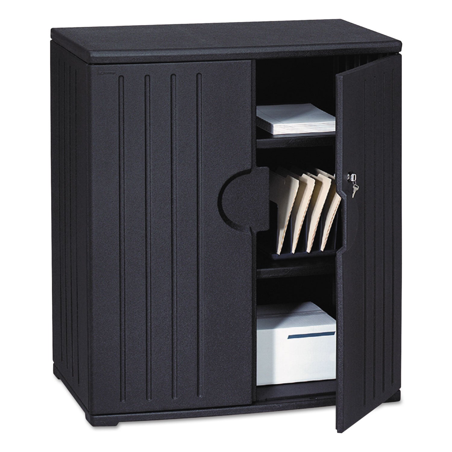 Rough n Ready Storage Cabinet, Two-Shelf, 36w x 22d x 46h, Black - 