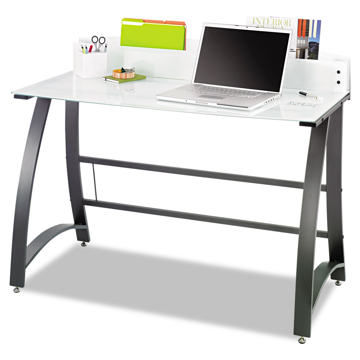 Xpressions 47" Computer Desk, 47" x 23" x 37", Frosted/Black - 