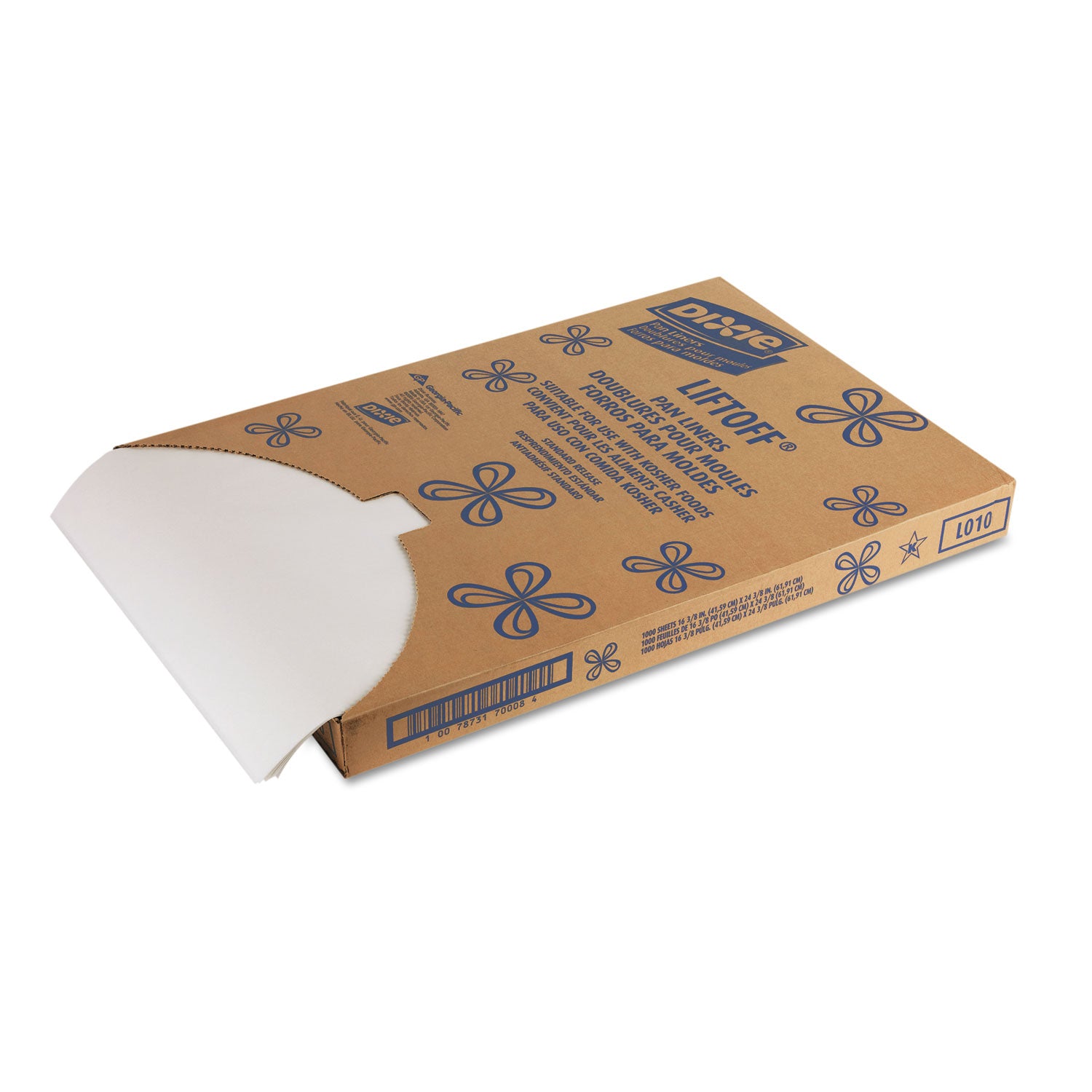 Greaseproof Liftoff Pan Liners, 16.38 x 24.38, White, 1,000 Sheets/Carton - 
