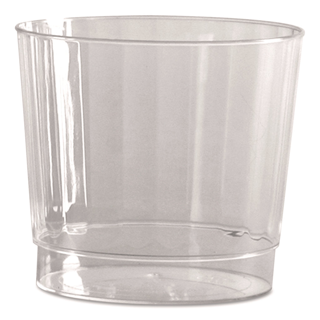 Classic Crystal Plastic Tumblers, 9 oz, Clear, Fluted, Rocks Squat, 20/Pack, 12 Packs/Carton