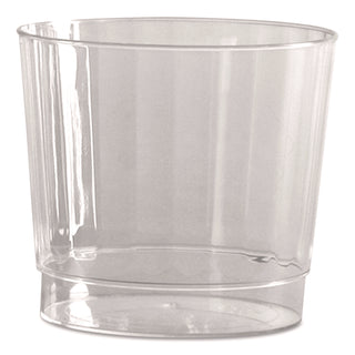 Classic Crystal Plastic Tumblers, 9 oz, Clear, Fluted, Rocks Squat, 20/Pack, 12 Packs/Carton