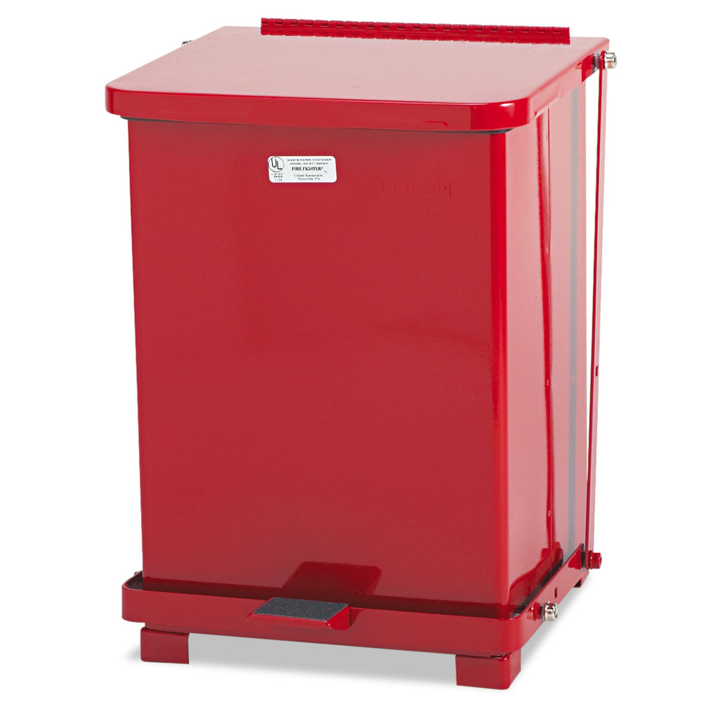 Rubbermaid Commercial - Defenders Biohazard Step Can, Square, Steel, 7 gal, Red, Sold as 1 EA