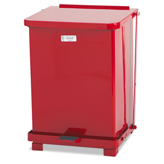 Rubbermaid Commercial - Defenders Biohazard Step Can, Square, Steel, 7 gal, Red, Sold as 1 EA