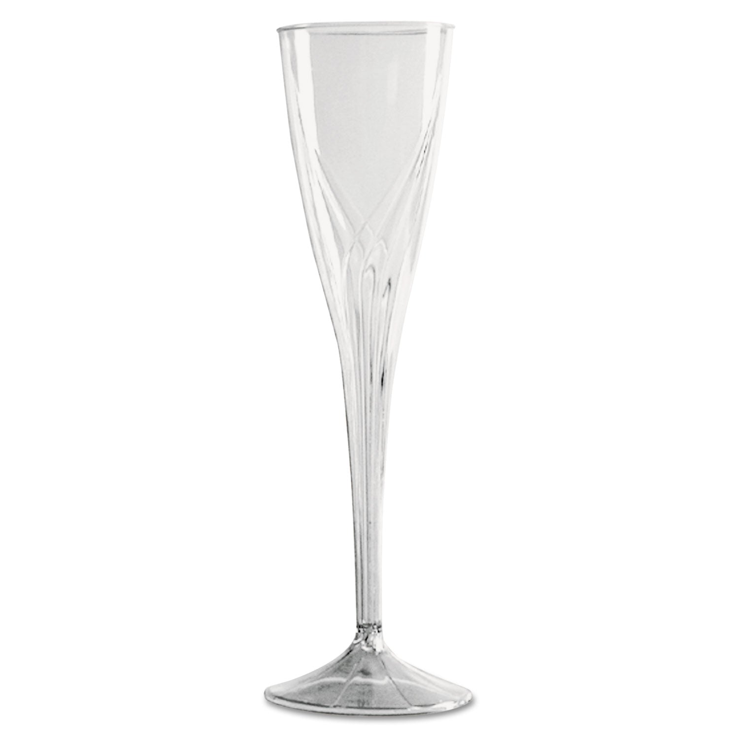Classicware One-Piece Champagne Flutes, 5 oz, Clear, Plastic, 10/Pack, 10 Packs/Carton - 