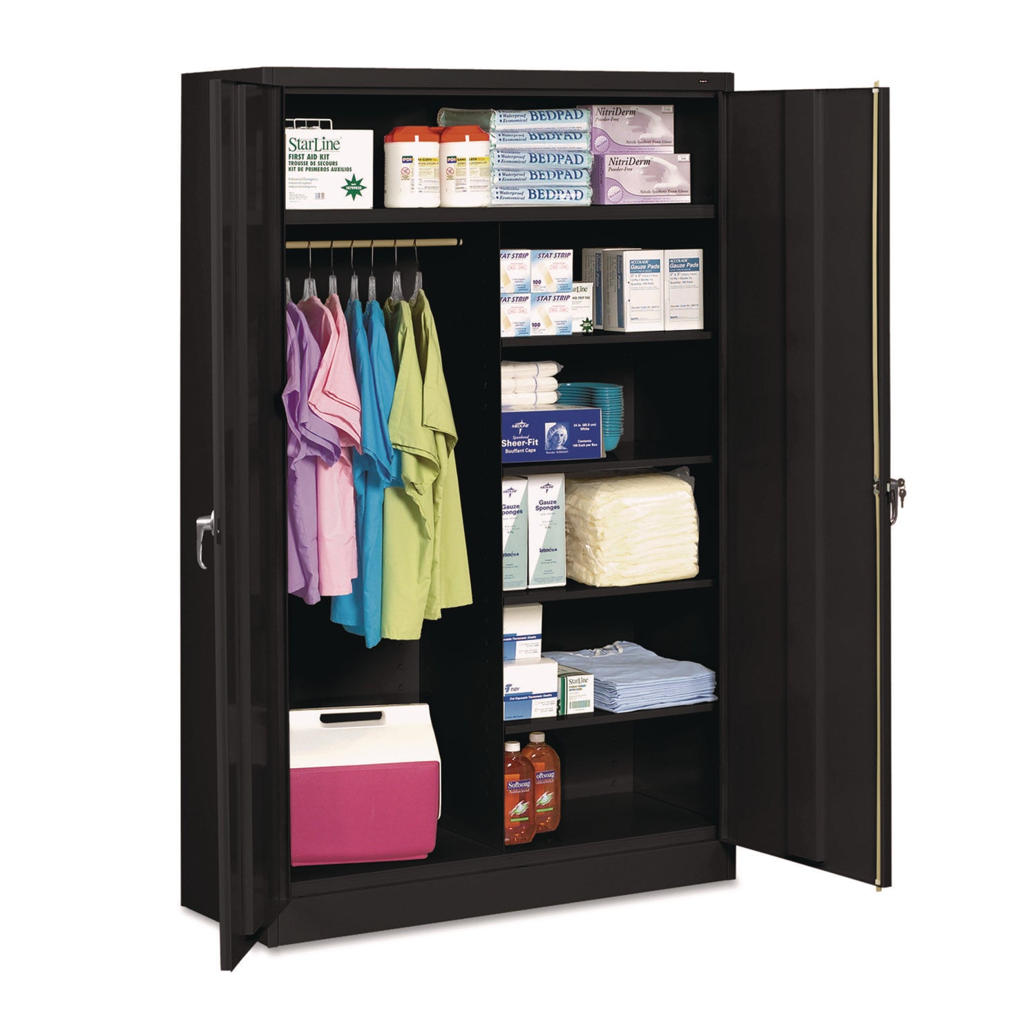 Jumbo Combination Steel Storage Cabinet, 48w x 24d x 78h, Black