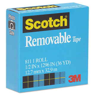 Removable Tape, 1" Core, 0.5" x 36 yds, Transparent - 