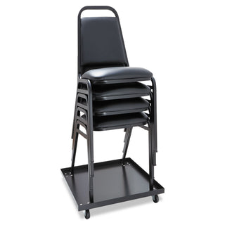 Padded Steel Stacking Chair, Supports Up to 250 lb, 18.5" Seat Height, Black Seat, Black Back, Black Base, 4/Carton - 