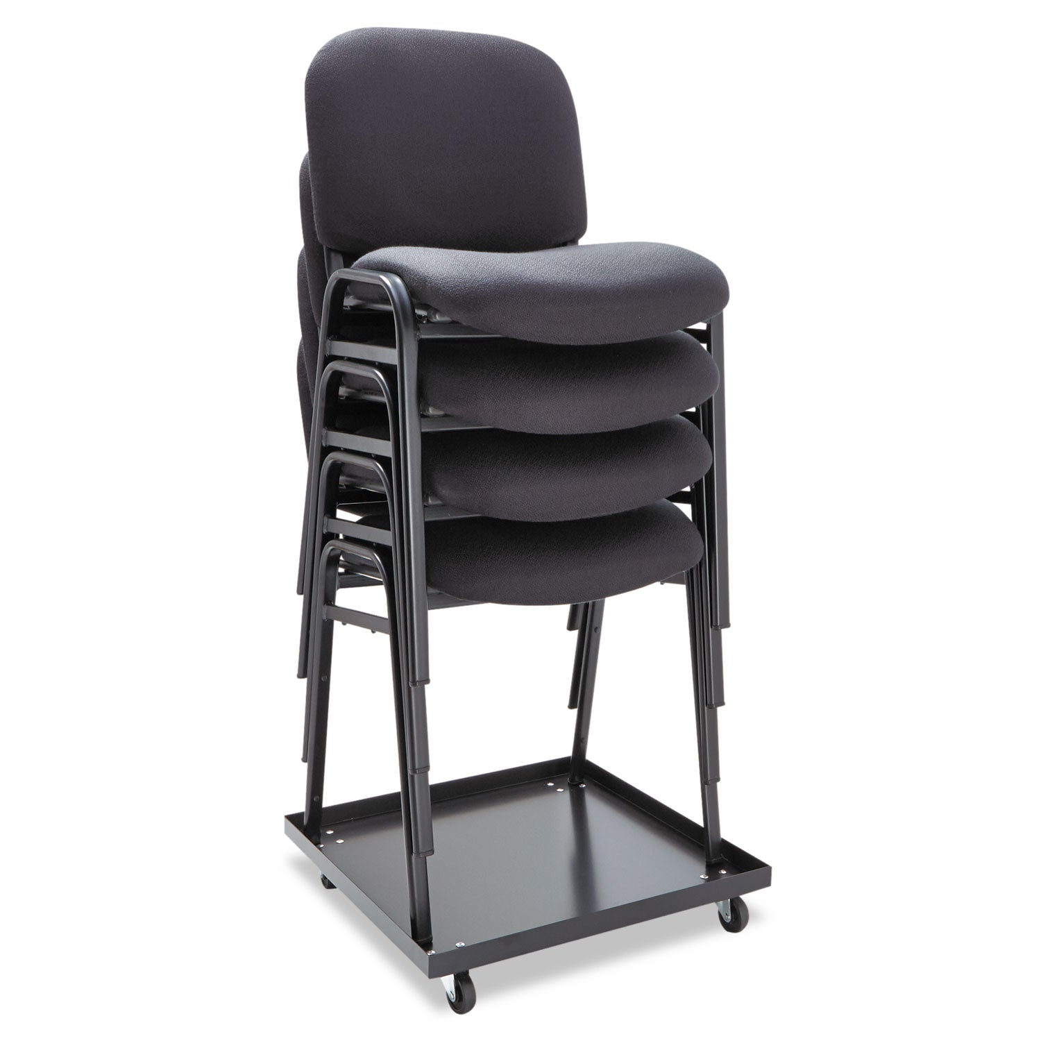Alera Continental Series Stacking Chairs, Supports Up to 250 lb, 19.68" Seat Height, Black, 4/Carton - 