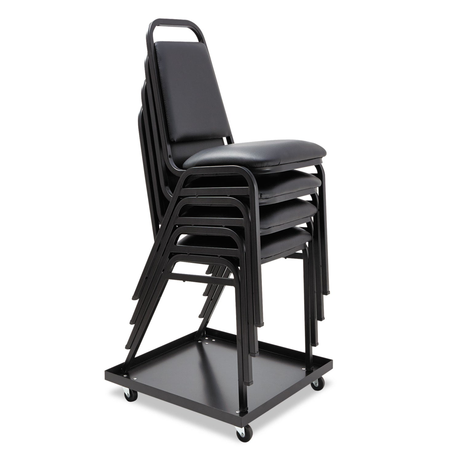 Stacking Chair Dolly, Metal, 320 lb Capacity, 22.44" x 22.44" x 3.93", Black - 