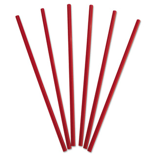 Wrapped Giant Straws, 10.25", Polypropylene, Red, 300/Box, 4 Boxes/Carton - 