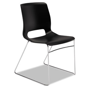 Motivate High-Density Stacking Chair, Supports Up to 300 lb, 17.75" Seat Height, Onyx Seat, Black Back, Chrome Base, 4/Carton - 