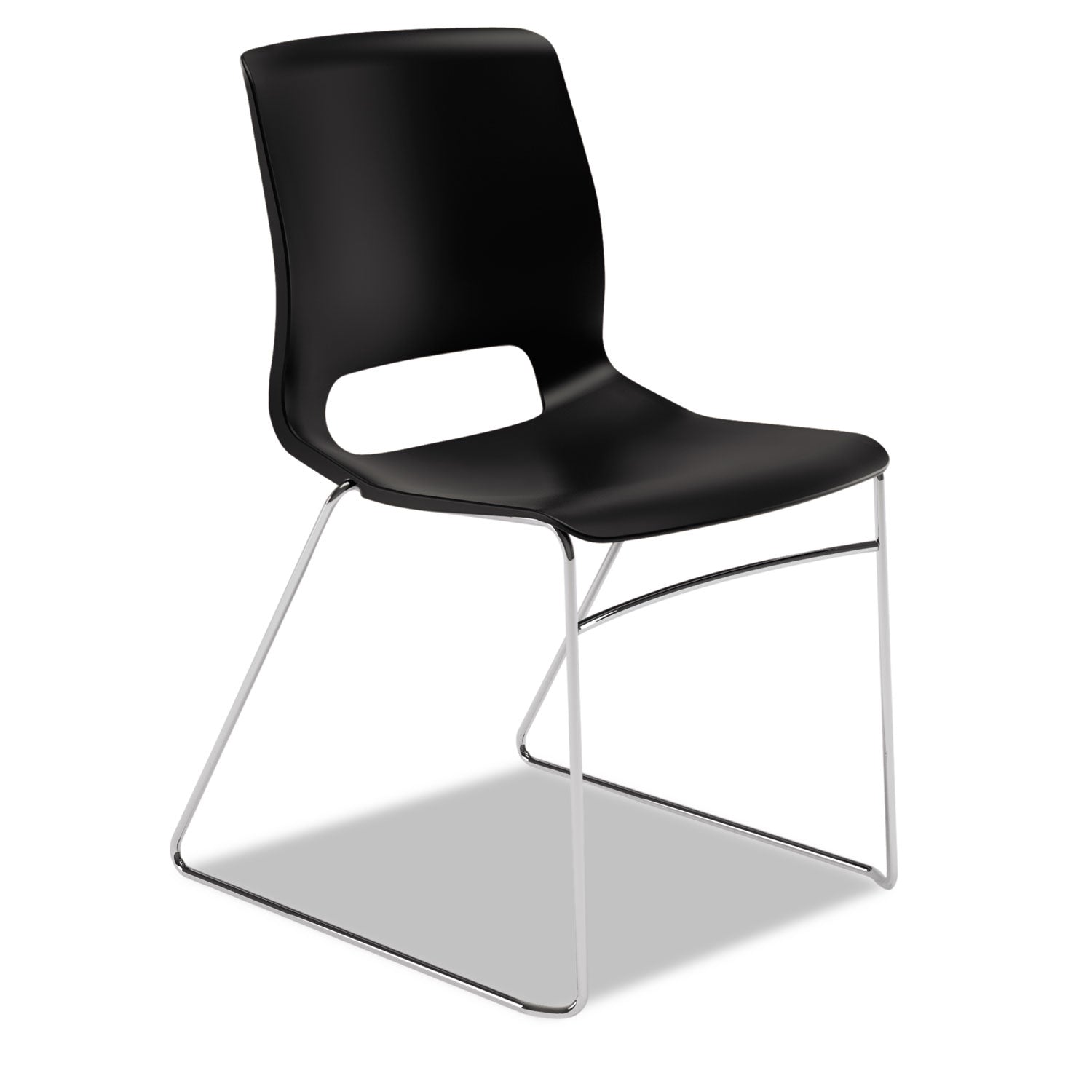 Motivate High-Density Stacking Chair, Supports Up to 300 lb, 17.75" Seat Height, Onyx Seat, Black Back, Chrome Base, 4/Carton - 