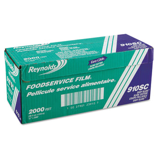 PVC Food Wrap Film Roll in Easy Glide Cutter Box, 12" x 2,000 ft, Clear