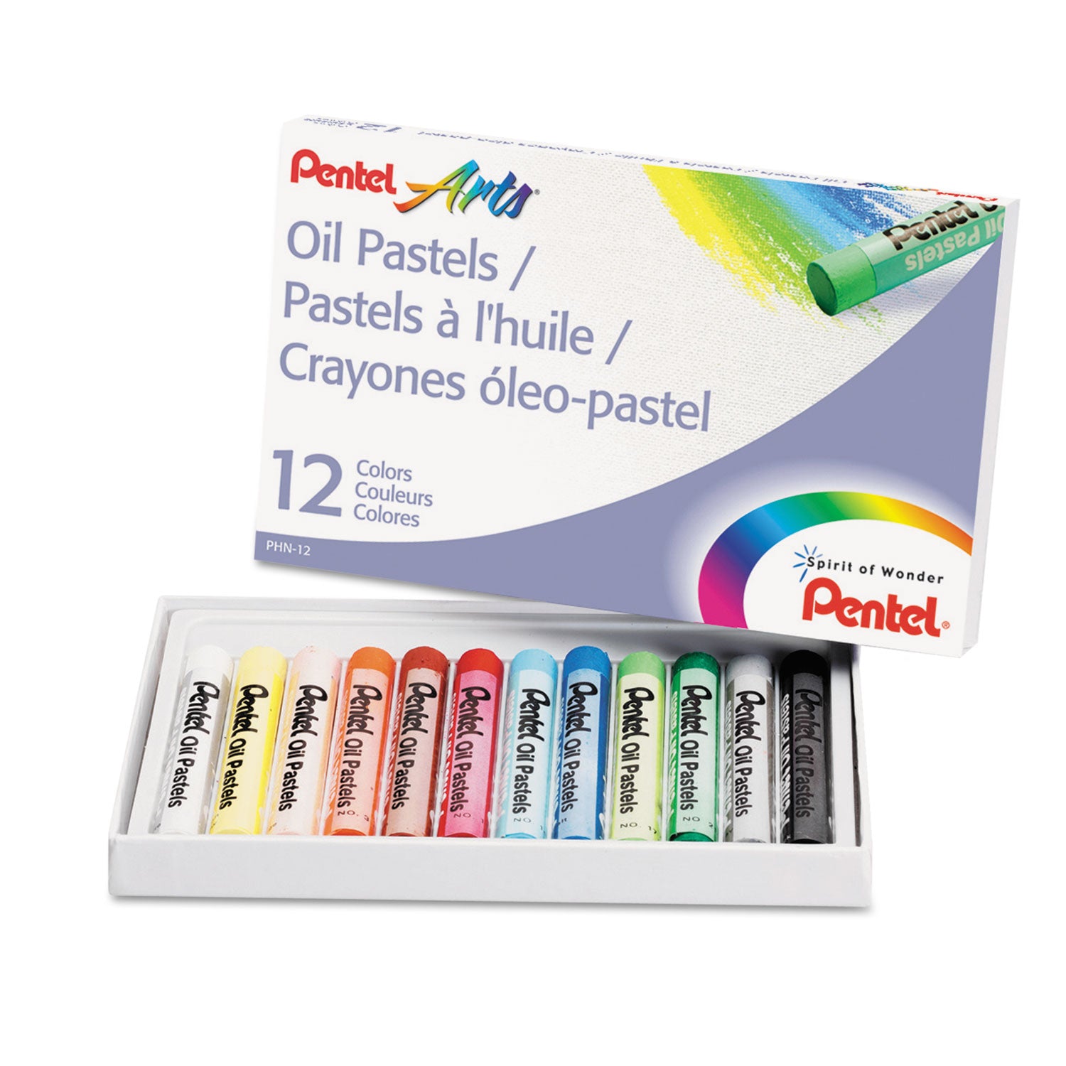Oil Pastel Set With Carrying Case, 12 Assorted Colors, 0.38" dia x 2.38", 12/Set - 