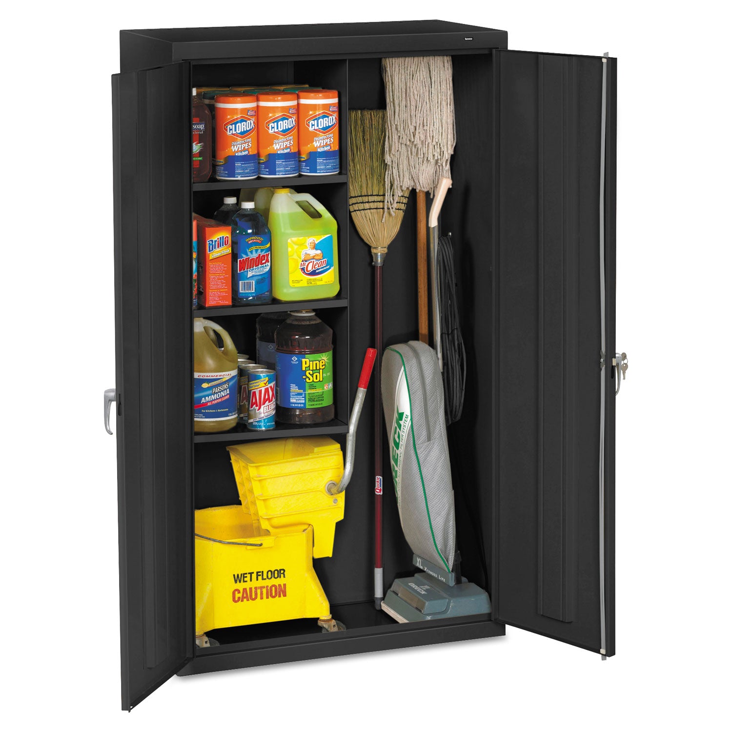 Janitorial Cabinet, 36w x 18d x 64h, Black - 