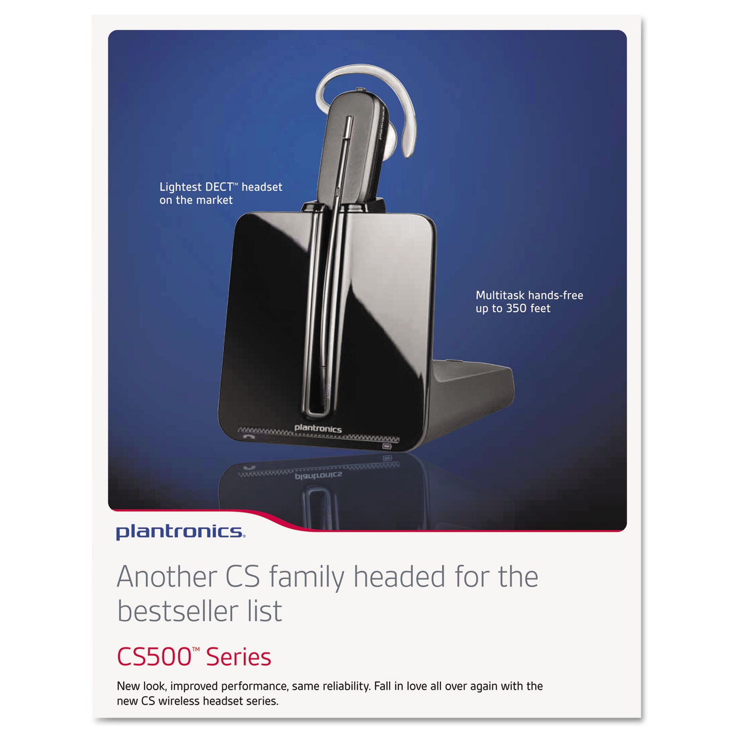 CS540 Monaural Convertible Wireless Headset, Black - 