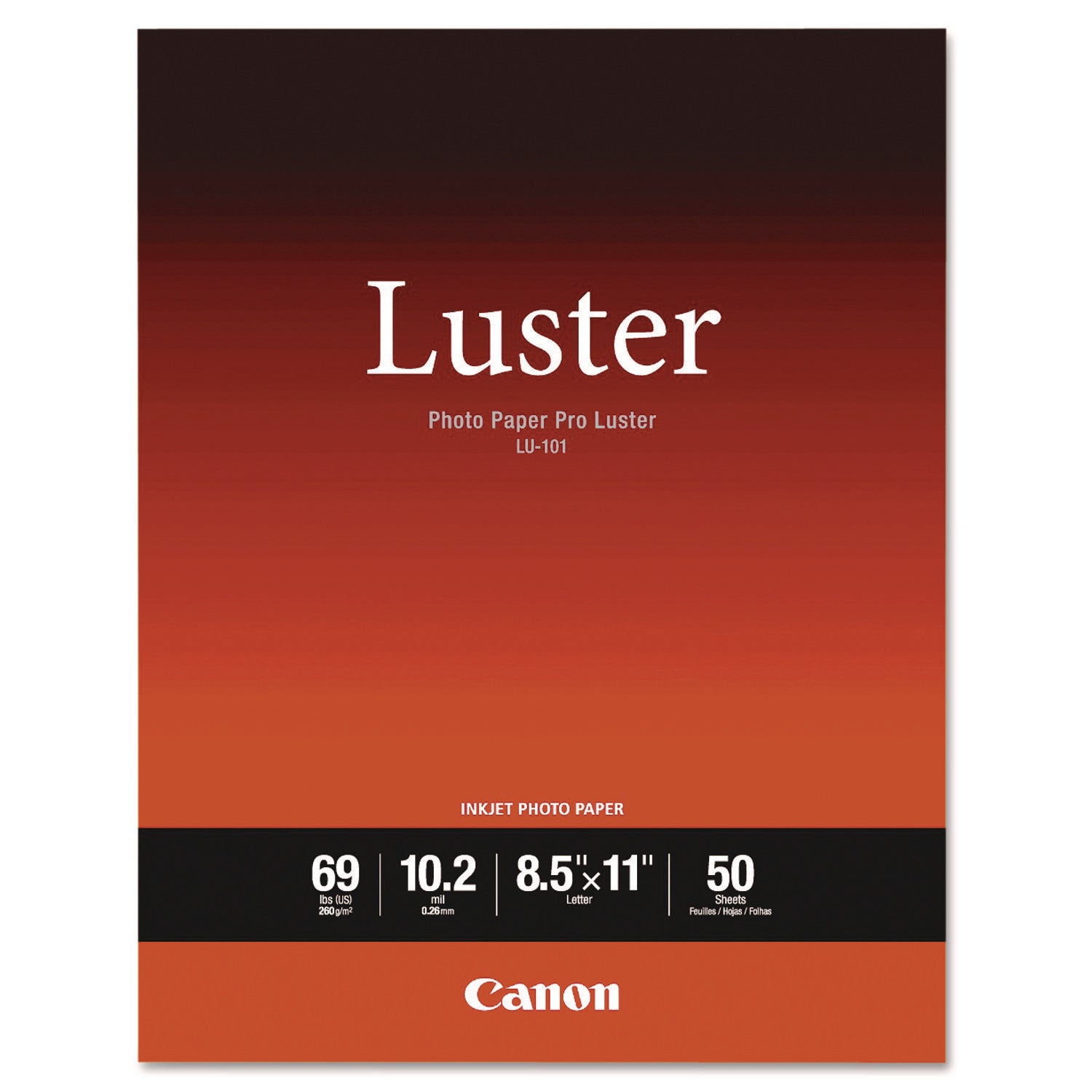 PRO Luster Inkjet Photo Paper, 10.2 mil, 8.5 x 11, Luster White, 50/Pack